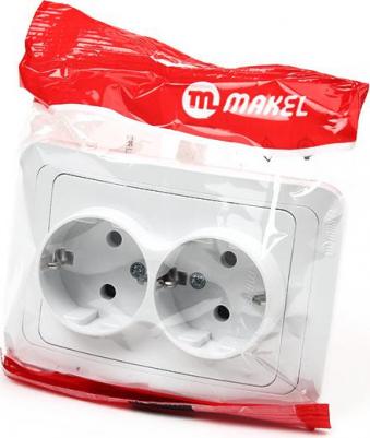 Розетка 2-м СП Mimoza 16А IP20 с заземл. бел./бел. 12082 – фото 3