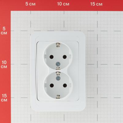 Розетка 2-м СП Mimoza 16А IP20 с заземл. бел./бел. 12082 – фото 6