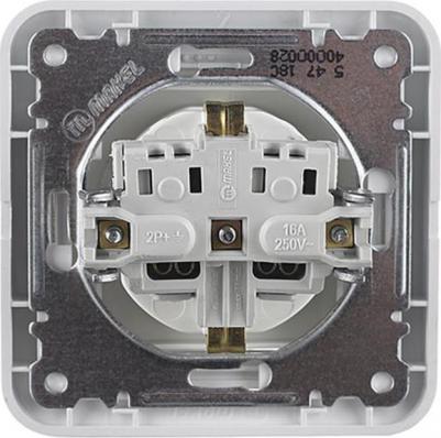 Розетка с рамкой Mimoza 12058 скрытая установка белая с заземлением со шторками – фото 3