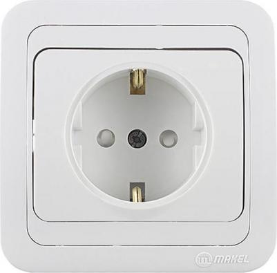 Розетка с рамкой Mimoza 12058 скрытая установка белая с заземлением со шторками