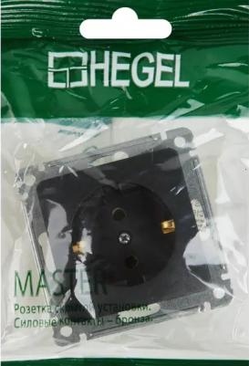 Розетка HEGEL РС16-411-08 скрытая установка черная с заземлением – фото 8