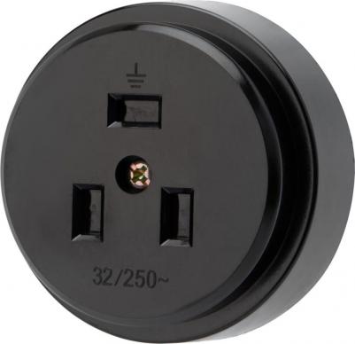 Розетка РШ для электрической плиты 32 А, 250 В, 2Р+РЕ (ОУ) черная, цена за 1 шт – фото 1