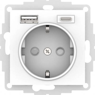 Розетка AtlasDesign 16а цвет лотос 2 usb a+c