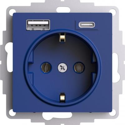 Розетка AtlasDesign аквамаринового цвета 16а 2usb a+c – фото 1