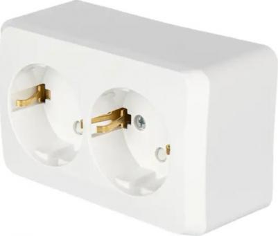 Розетка Этюд PA16-008B, открытый монтаж, 2-х постовая, с з/к, со шторками, 16A, в сборе, IP20, белый – фото 13