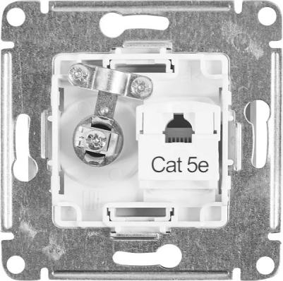 Розетка компьютерная + телевизионная 2-м Glossa RJ45 кат.5E + TV механизм бел. SchE GSL000189 – фото 6