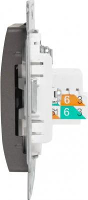 Розетка компьютерная встраиваемая Glossa RJ45 цвет графитовый – фото 1