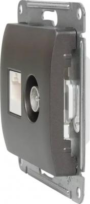 Розетка компьютерная встраиваемая Glossa RJ45 цвет графитовый – фото 4