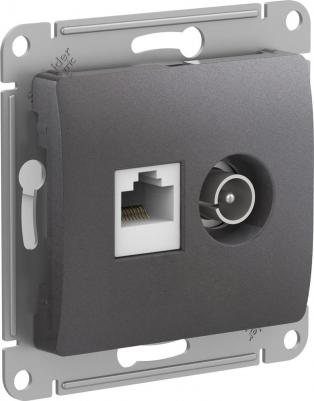 Розетка компьютерная встраиваемая Glossa RJ45 цвет графитовый – фото 5