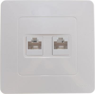 Розетка RJ-45+RJ-45 скрытый монтаж категория 5e, механизм в сборе, молочный, Blanca – фото 1