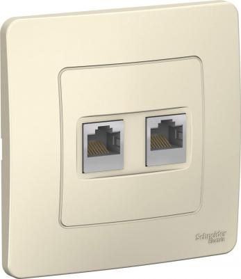 Розетка RJ-45+RJ-45 скрытый монтаж категория 5e, механизм в сборе, молочный, Blanca – фото 2