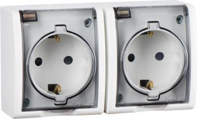 Розетка 2-м ОП Simon15 16А IP54 250В с заземл. Schuko винт. клеммы бел. 1594443-030 – фото 4