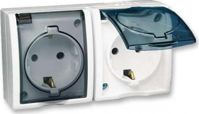 Розетка 2-м ОП Simon15 16А IP54 250В с заземл. Schuko винт. клеммы бел. 1594443-030 – фото 8