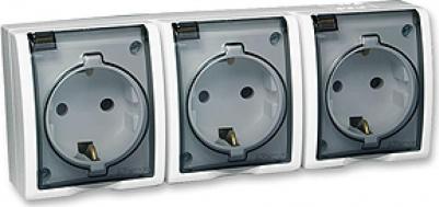 Тройная розетка с заземлением и крышкой, белый 1594437-030 – фото 7