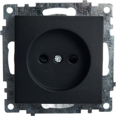 Розетка 1-местная с защитной шторкой б/з, 250В, 10А, серия Катрин, GLS10-7109-05, черный, цена за 1 шт – фото 1