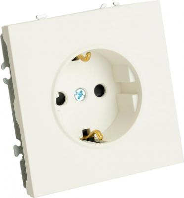 Розетка 1-местная с защитной шторкой с/з, 250В, 16А, серия Эмили, RST16-5110-01, белый фарфор, soft touch, цена за 1 шт – фото 1