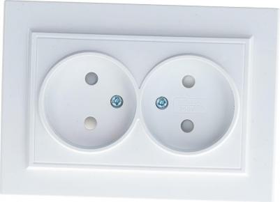 Розетка 2-местная б/з, 250В, 10А, серия Эрна, PST10-9013-01, белый, цена за 1 шт