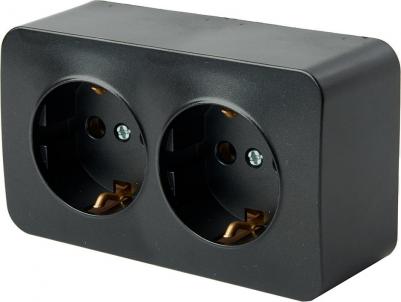 Розетка 2-местная с/з открытой установки, 250В, 16А, IP20, серия София, черный, MST16-12-02, цена за 1 шт – фото 1