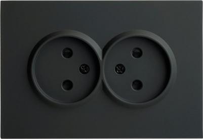 Розетка 2-местная с защитной шторкой б/з, 250В, 16А, серия Эмили, RST16-5116-05, черный уголь, soft touch, цена за 1 шт