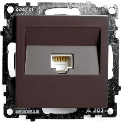 Розетка компьютерная 1-местная RJ-45, серия Катрин, GLS00-7107-04, шоколад, цена за 1 шт