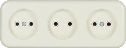 Розетка тройная EV0311-0017 открытая установка бежевый без заземления