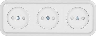 Розетка тройная EV0361-8330 открытая установка белый без заземления