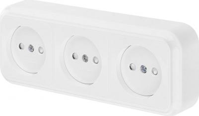 Розетка тройная EV0361-8330 открытая установка белый без заземления – фото 3