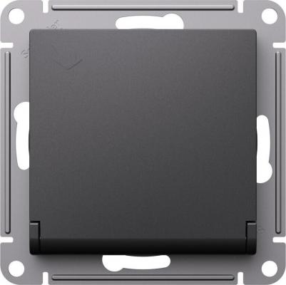 AtlasDesign Базальт Розетка с/з со шторками с крышкой, 16А, IP20, механизм