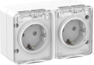 Розетка 2-м ОП AtlasDesign Profi54 16А IP54 250В с заземл. защ. шторки бел. SchE ATN540126 – фото 4