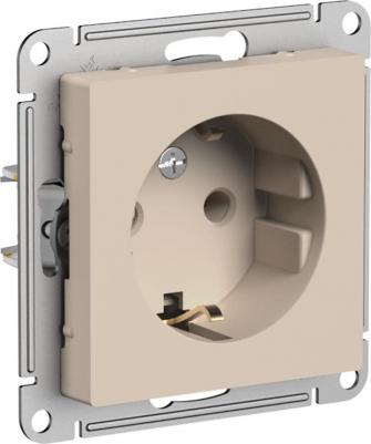 Розетка AtlasDesign с заземлением, 16А, механизм, Песочный, ATN001243