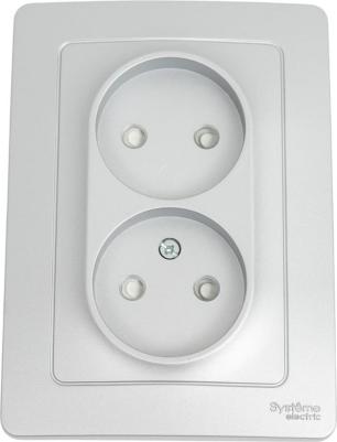 Розетка Blanca встраиваемая алюминий со шторками (BLNRS000123) – фото 1