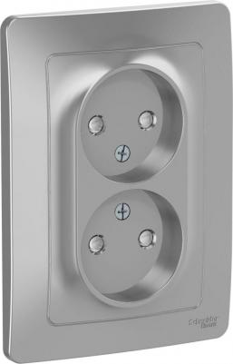 Розетка Blanca встраиваемая алюминий со шторками (BLNRS000123)