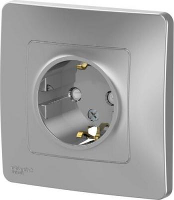 Розетка Blanca встраиваемая алюминий со шторками (BLNRS001113) – фото 2