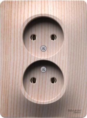 Розетка двойная Glossa 16А без заземл. в сборе сосна SE GSL001520