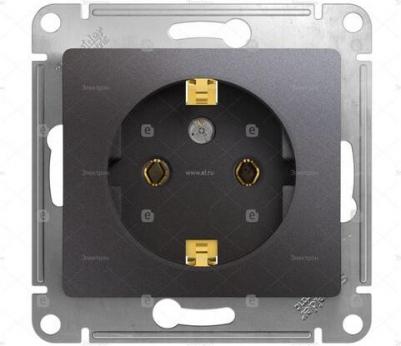 Розетка с/з со шторками Schneider Electric Glossa Графит – фото 4