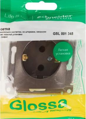 Розетка с/з со шторками Schneider Electric Glossa Графит – фото 8