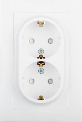 Розетка Schneider Electric ATN000126 2-местная, СП, 16А, заземление шторки, в сборе, белая