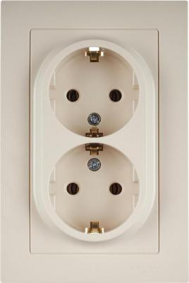 Розетка Schneider Electric ATN000224 2-местная, СП, 16А, с заземлением, в сборе, бежевая – фото 4