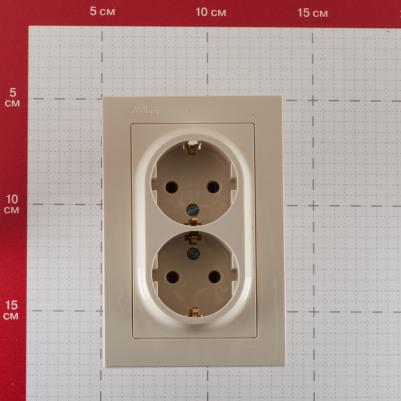 Розетка Schneider Electric ATN000224 2-местная, СП, 16А, с заземлением, в сборе, бежевая – фото 6