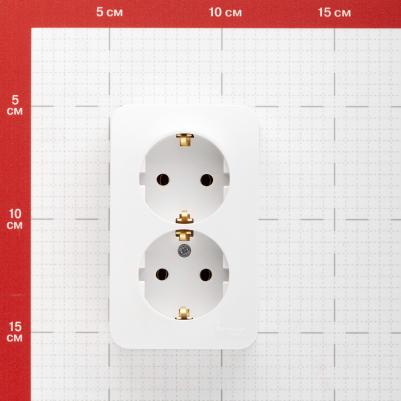 Розетка Schneider Electric BLNRA010211 2-местная, ОП, 16А, IP20, 250В, заземление, белая – фото 3