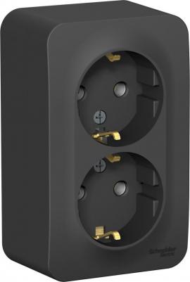 Розетка Schneider Electric BLNRA010216 2-местная, ОП, 16А, 250В, с заземлением, антрацит – фото 2
