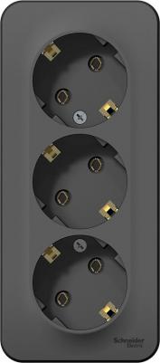 Розетка Schneider Electric BLNRA010316 3-местная, ОП, 16А, 250В, с заземлением, антрацит – фото 3
