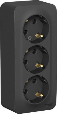 Розетка Schneider Electric BLNRA010316 3-местная, ОП, 16А, 250В, с заземлением, антрацит – фото 6