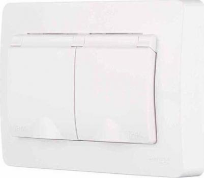 Розетка Schneider Electric BLNRS441121 2-местная, СП, 16А, 250В, с крышкой, белая – фото 1