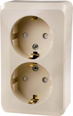 Розетка Schneider Electric Этюд PA16-008K 2-местная, ОП, 16А, 250В, с/з, шторки, кремовая – фото 7
