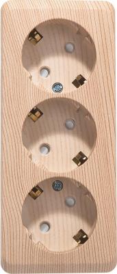 Розетка Schneider Electric Этюд PA16-012D 3-местная, ОП, 16А, 250В, с/з со шторками, сосна – фото 4