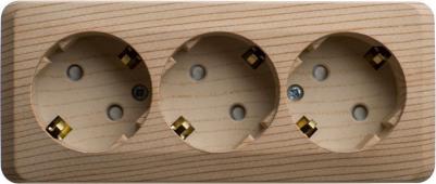 Розетка Schneider Electric Этюд PA16-012D 3-местная, ОП, 16А, 250В, с/з со шторками, сосна – фото 5