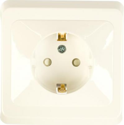 Розетка Schneider Electric Этюд PC16-004B 1-местная, СП, 16А, 250В, шторки, с/з, белая – фото 1