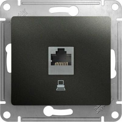 Розетка SCHNEIDER ELECTRIC GLOSSA двойная компьютерная RJ45+RJ45, кат.5E, механизм, антрацит – фото 14