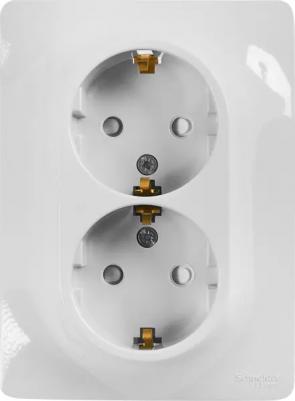 Розетка Schneider Electric Glossa GSL000126 2-местная, СП, 16А, с/з, шторки, сбор, белая